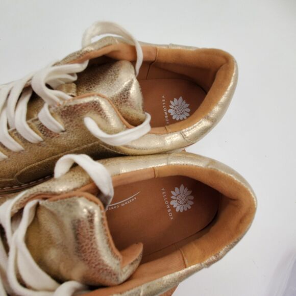 Yellow Box Marcell Platform Sneakers Women 9.5M Gold Metallic 2" White Base NWOB - Picture 10 of 12